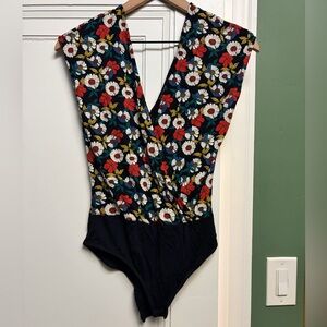 Zara Knit Floral Bodysuit Sz Small
